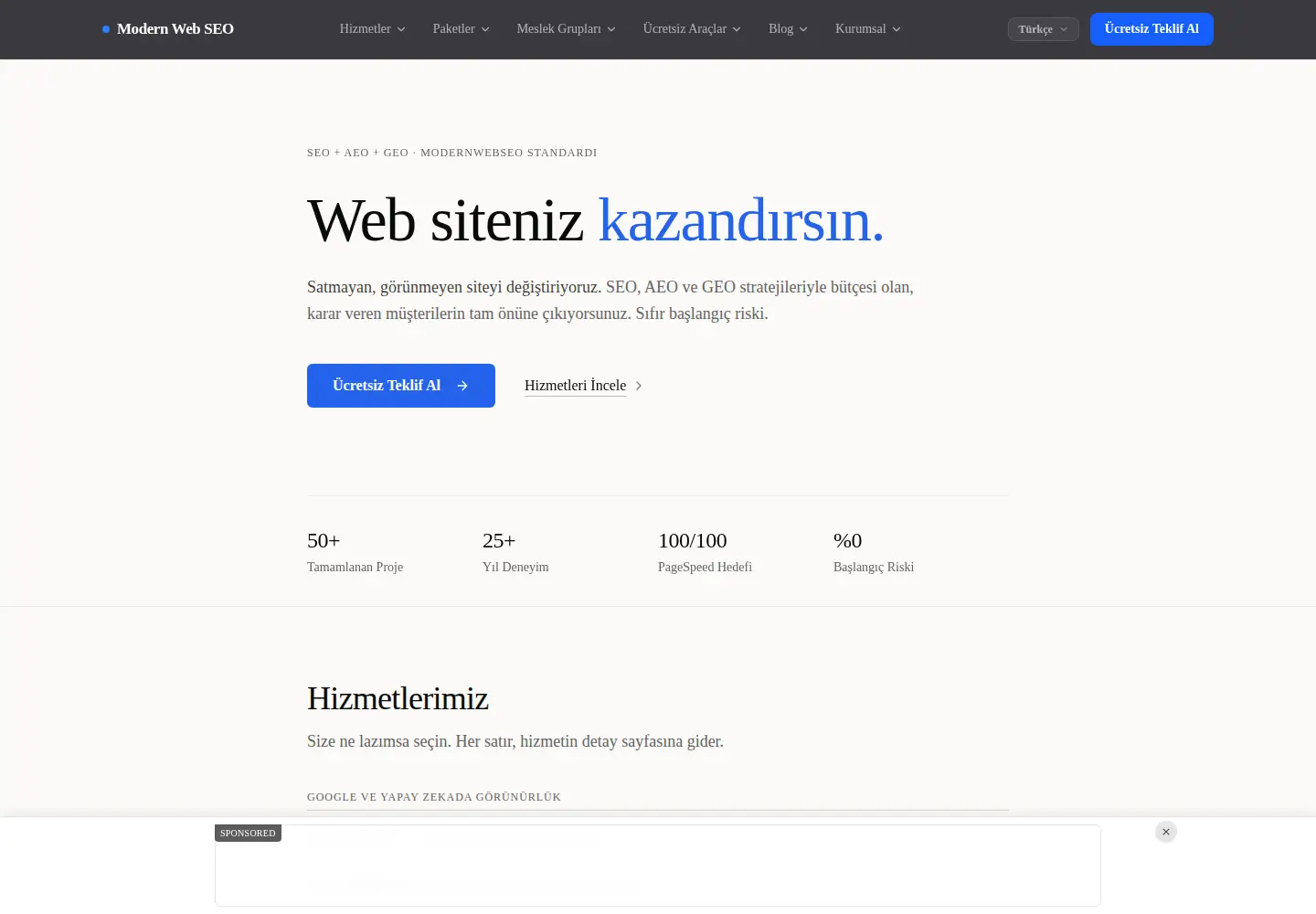 Captured homepage of modernwebseo.com in the current scan
