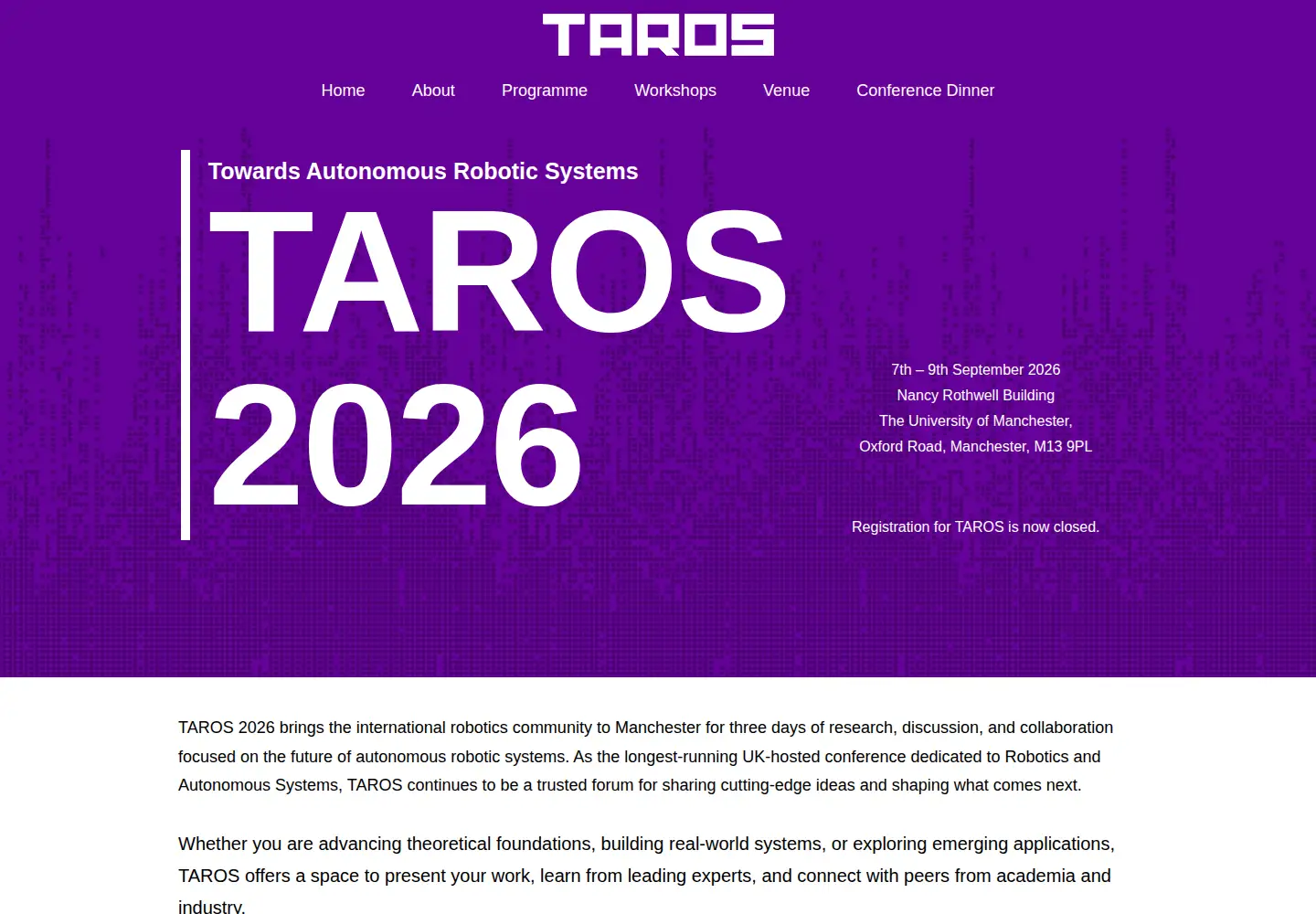 Screenshot of taros-conference.org