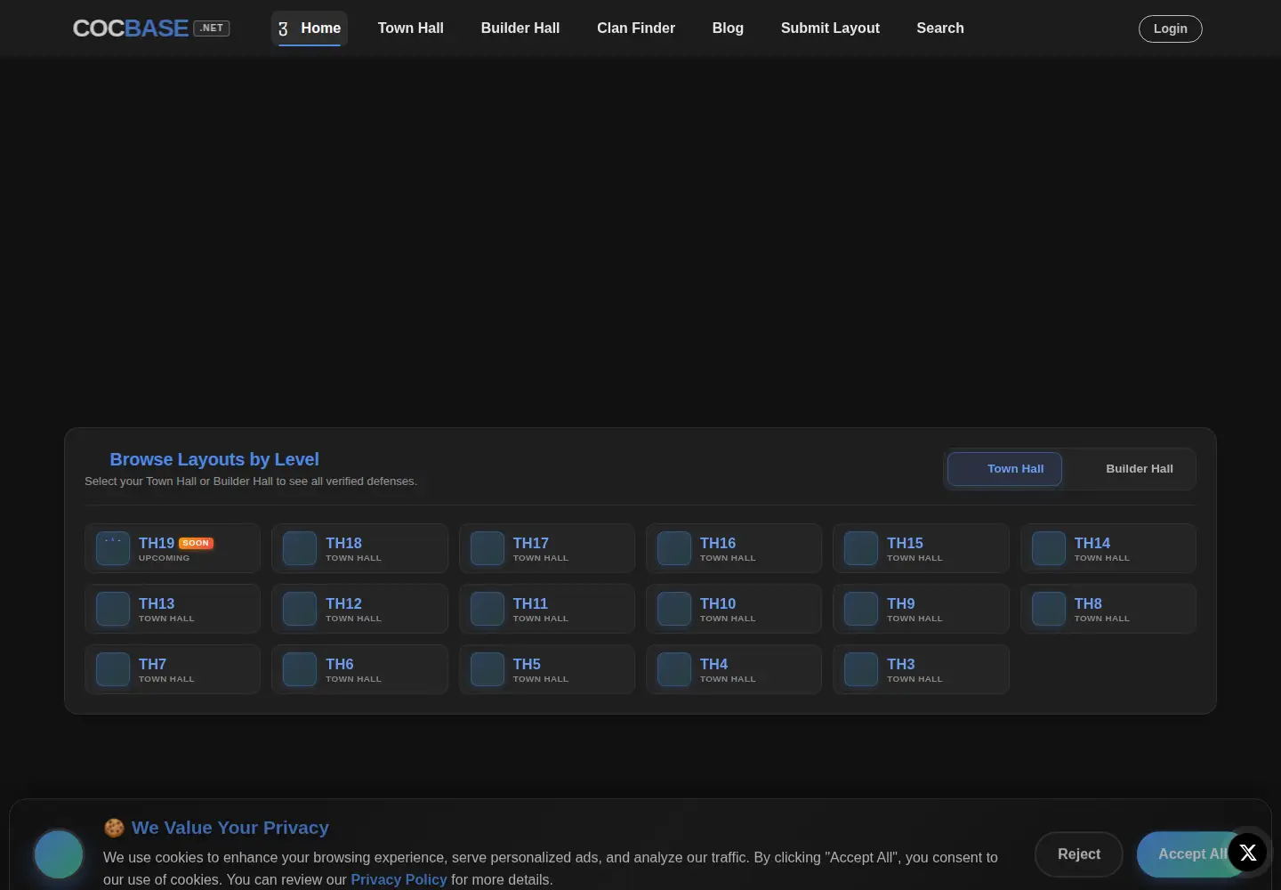 Screenshot of cocbase.net