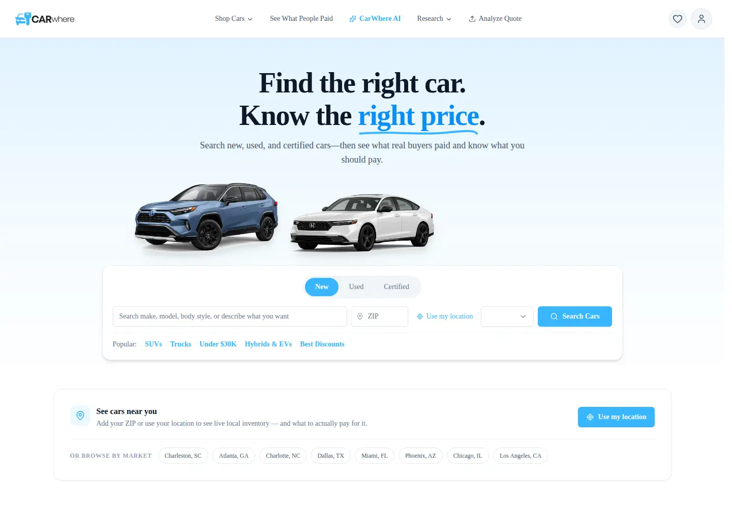 Captured homepage of carwhere.com in the current scan