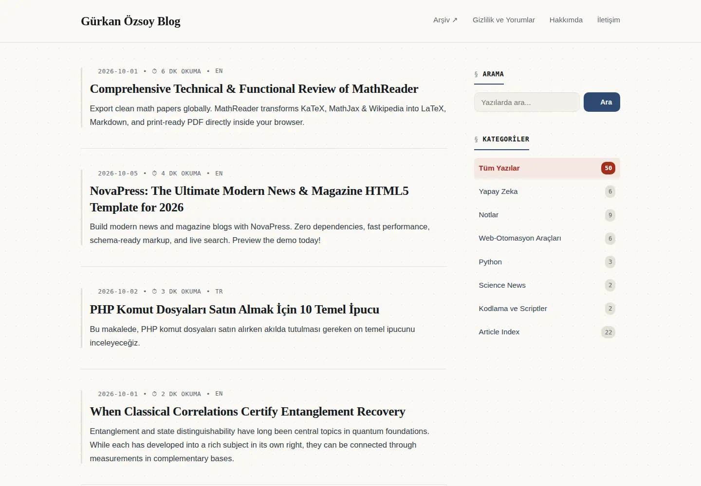 Screenshot of gurkanozsoy.com