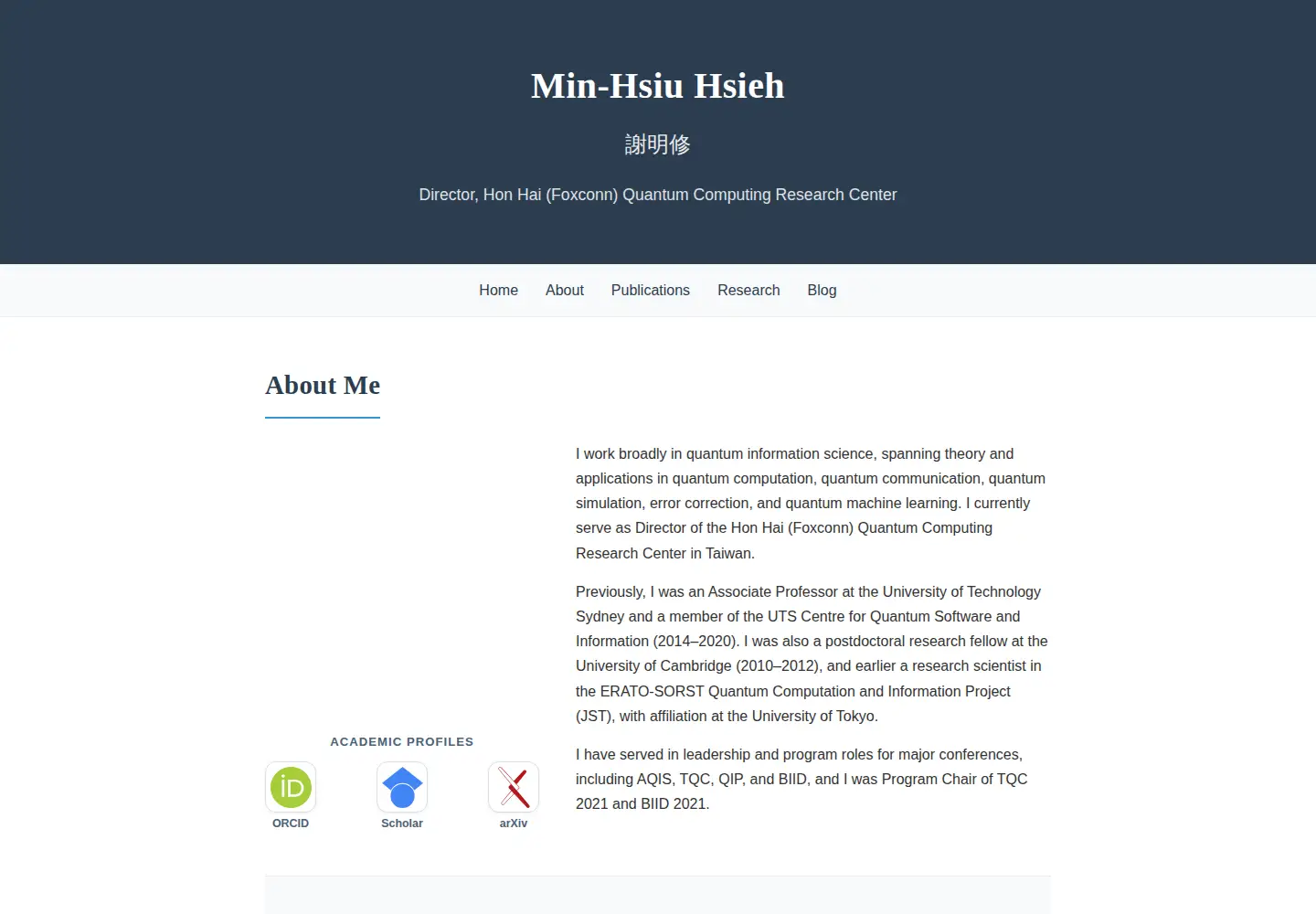 Captured homepage of minhsiu.com in the current scan