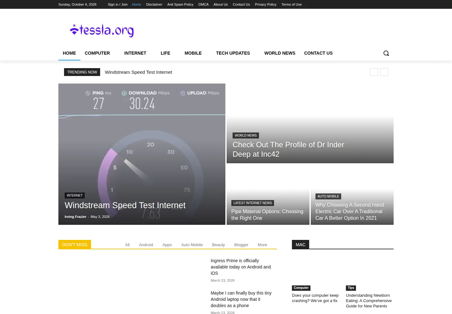 Screenshot of tessla.org