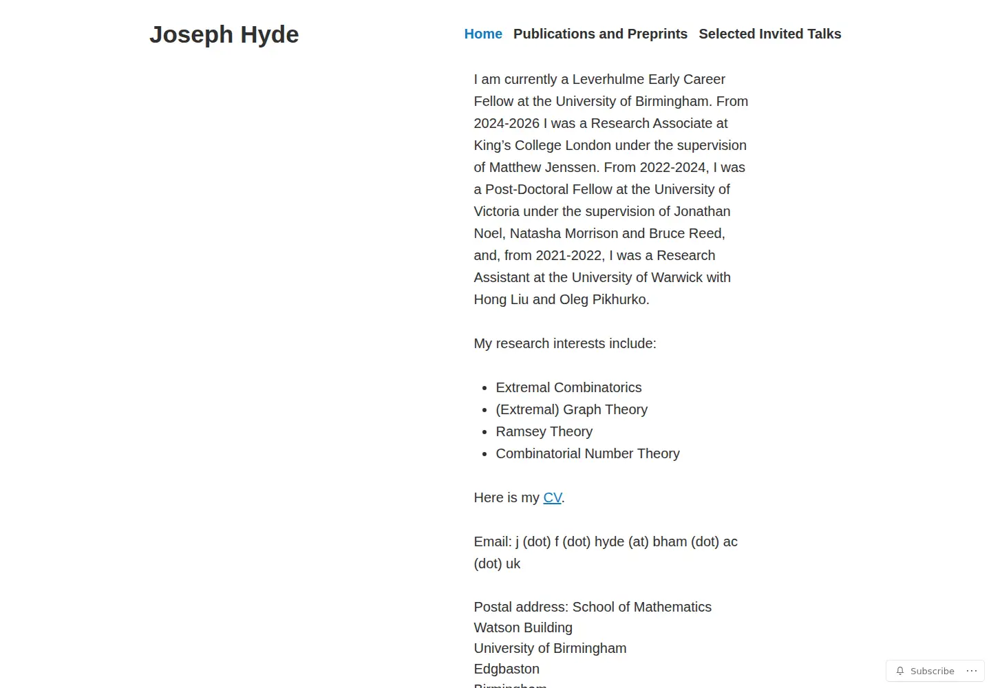 Screenshot of joseph-hyde.com