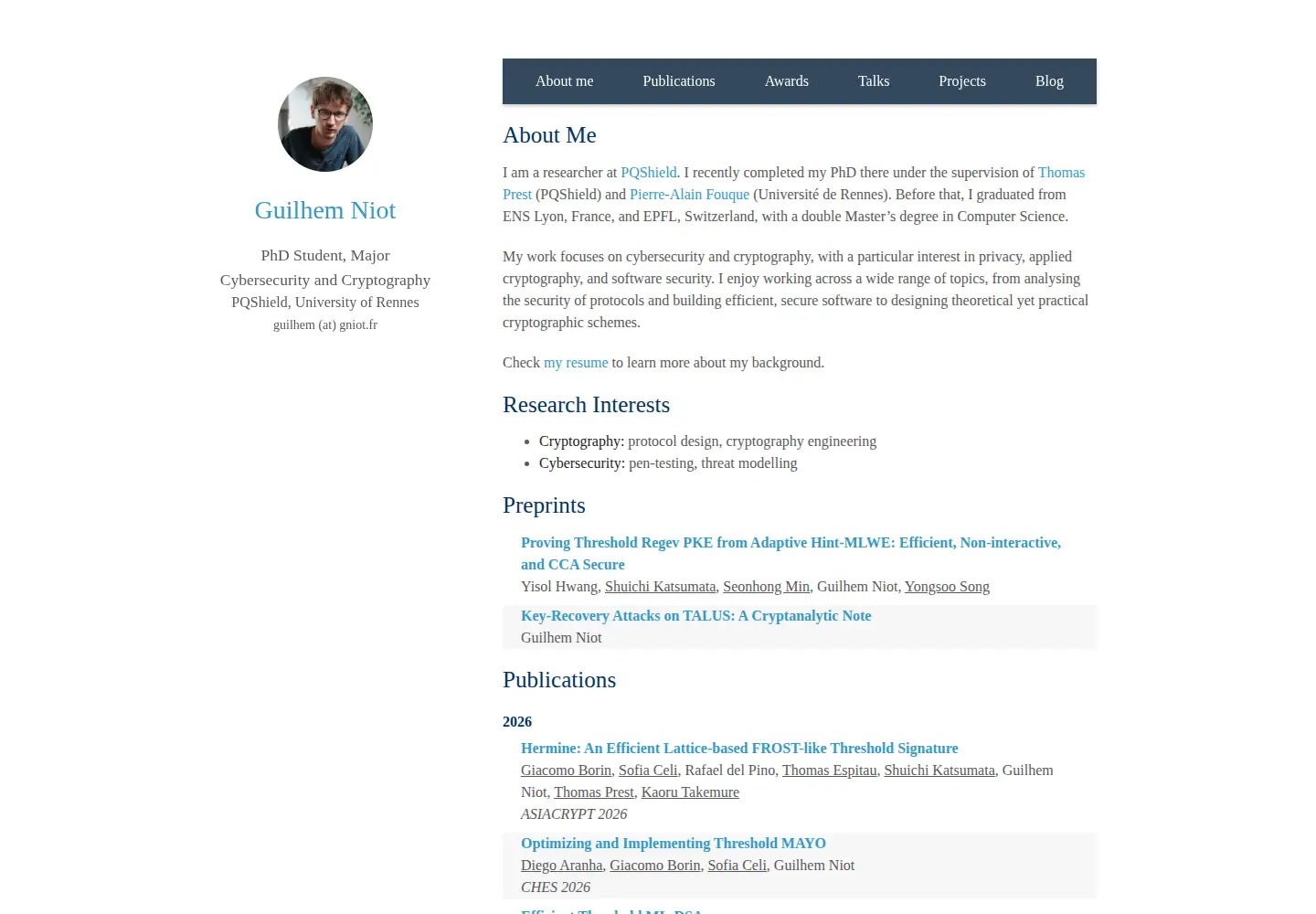 Captured homepage of gniot.fr in the current scan
