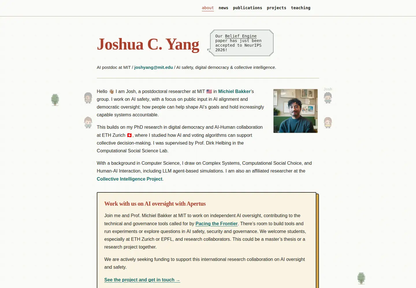 Captured homepage of joshuacyang.com in the current scan