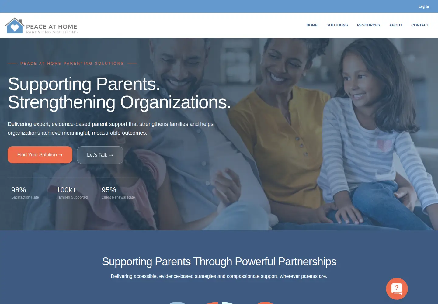 Captured homepage of peaceathomeparenting.com in the current scan
