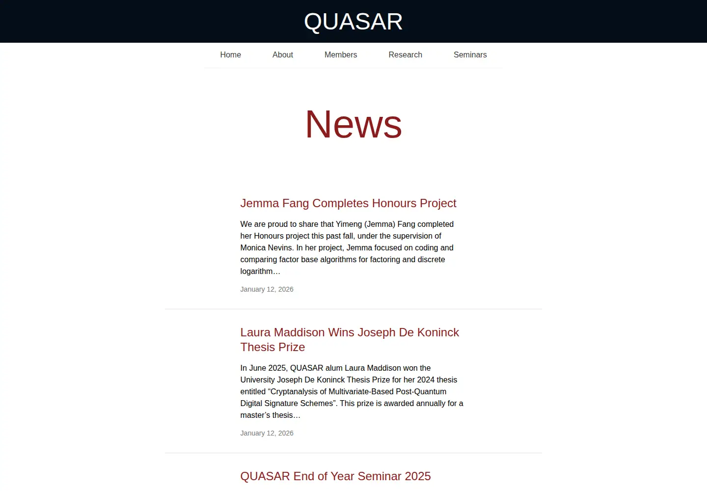 Screenshot of quasarlab.org