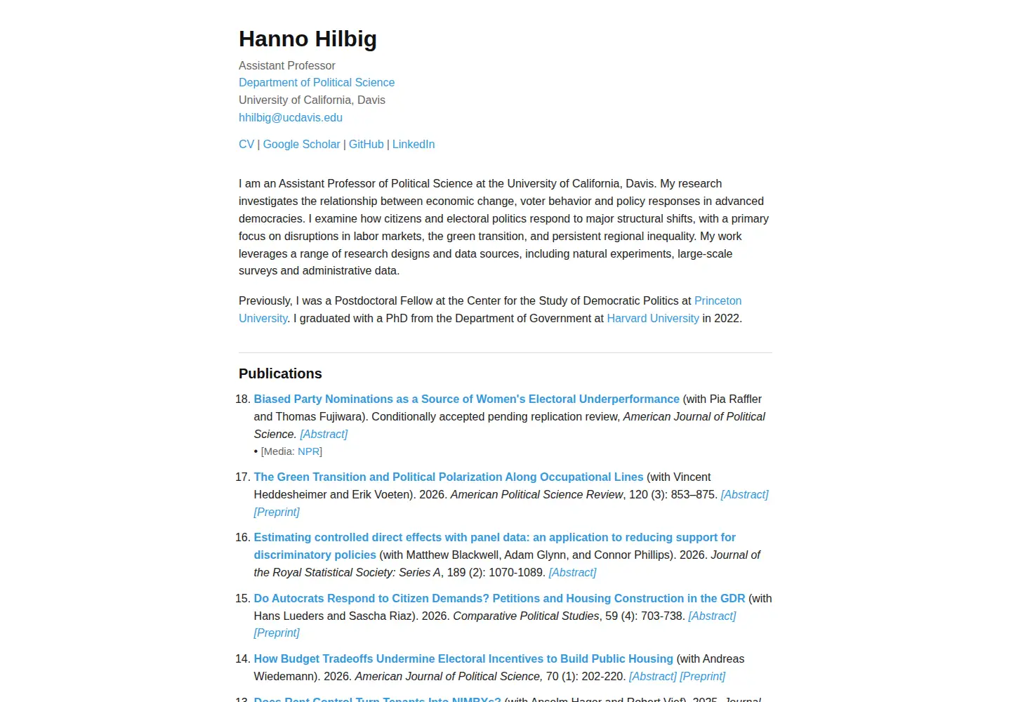 Screenshot of hannohilbig.com