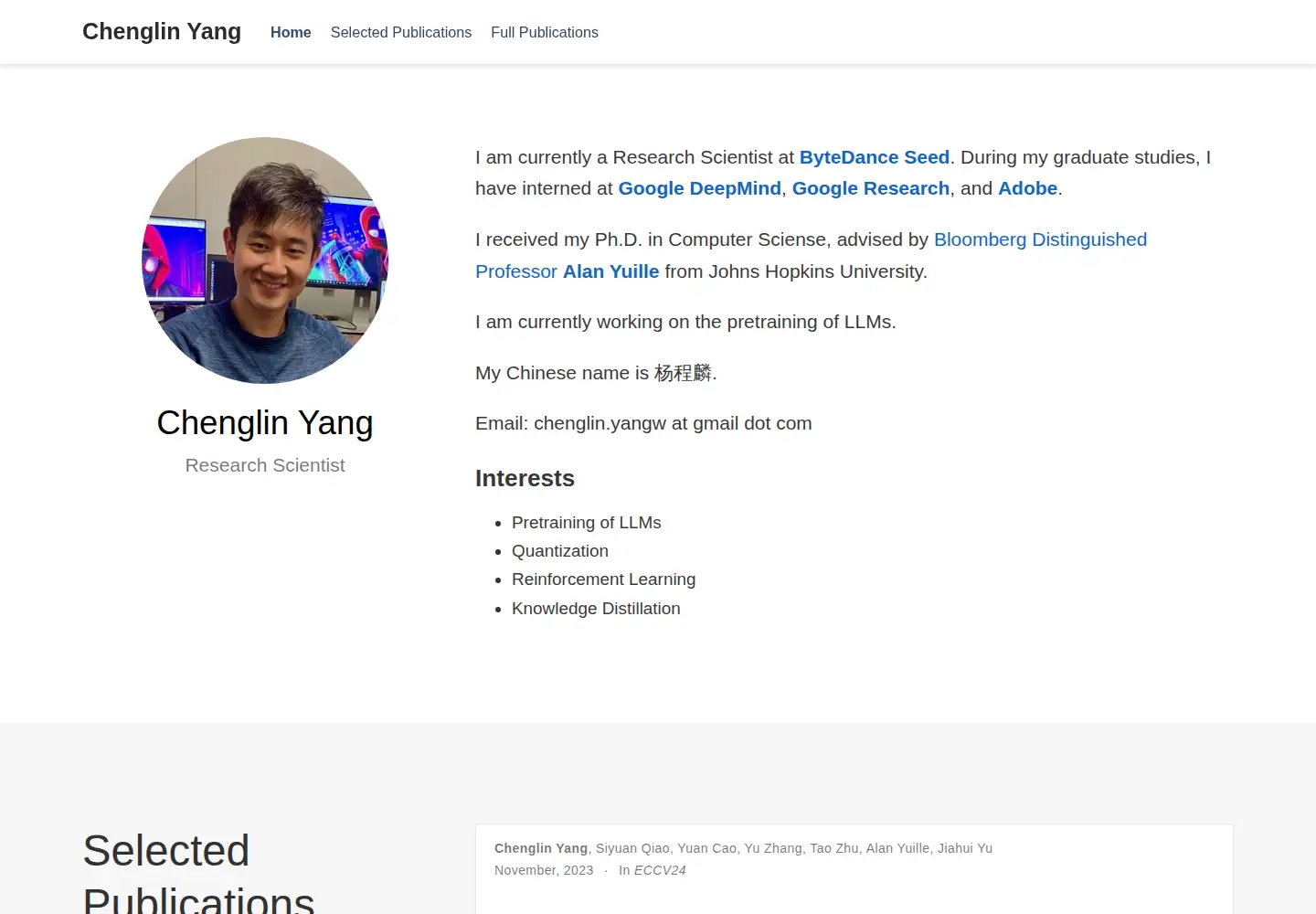 Screenshot of chenglinyang.com