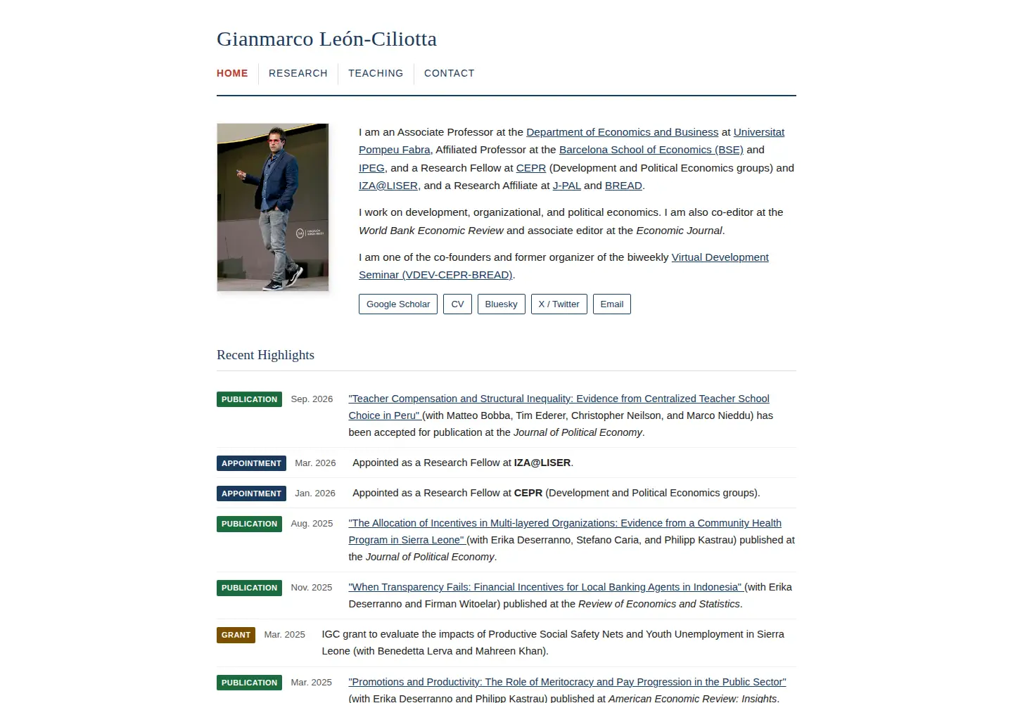 Captured homepage of gianmarcoleon.com in the current scan