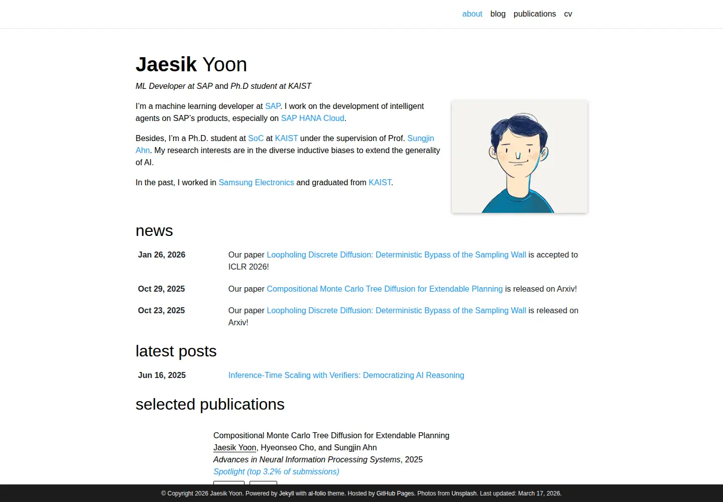 Screenshot of jaesikyoon.com