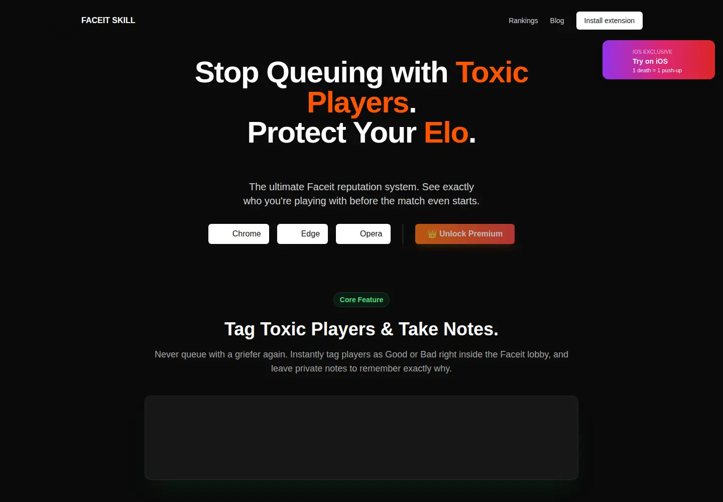 Captured homepage of faceitskill.com in the current scan