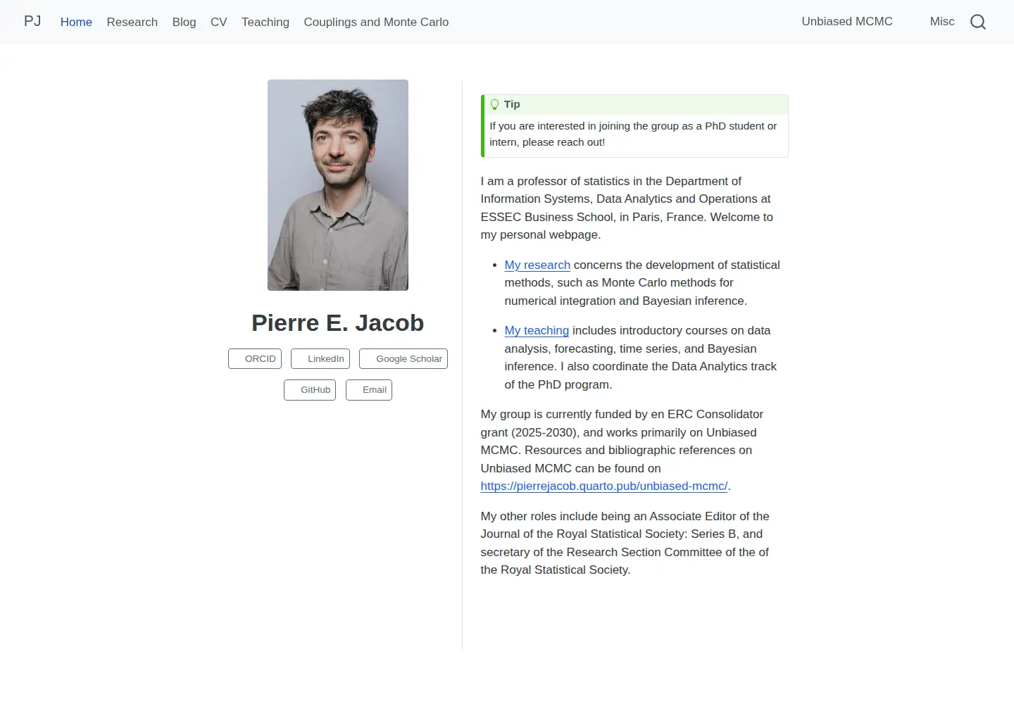 Captured homepage of pierrejacob.org in the current scan