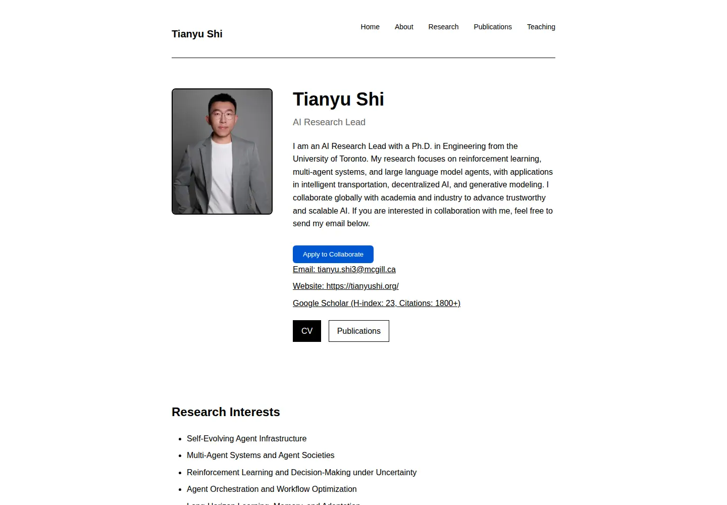 Screenshot of tianyushi.org