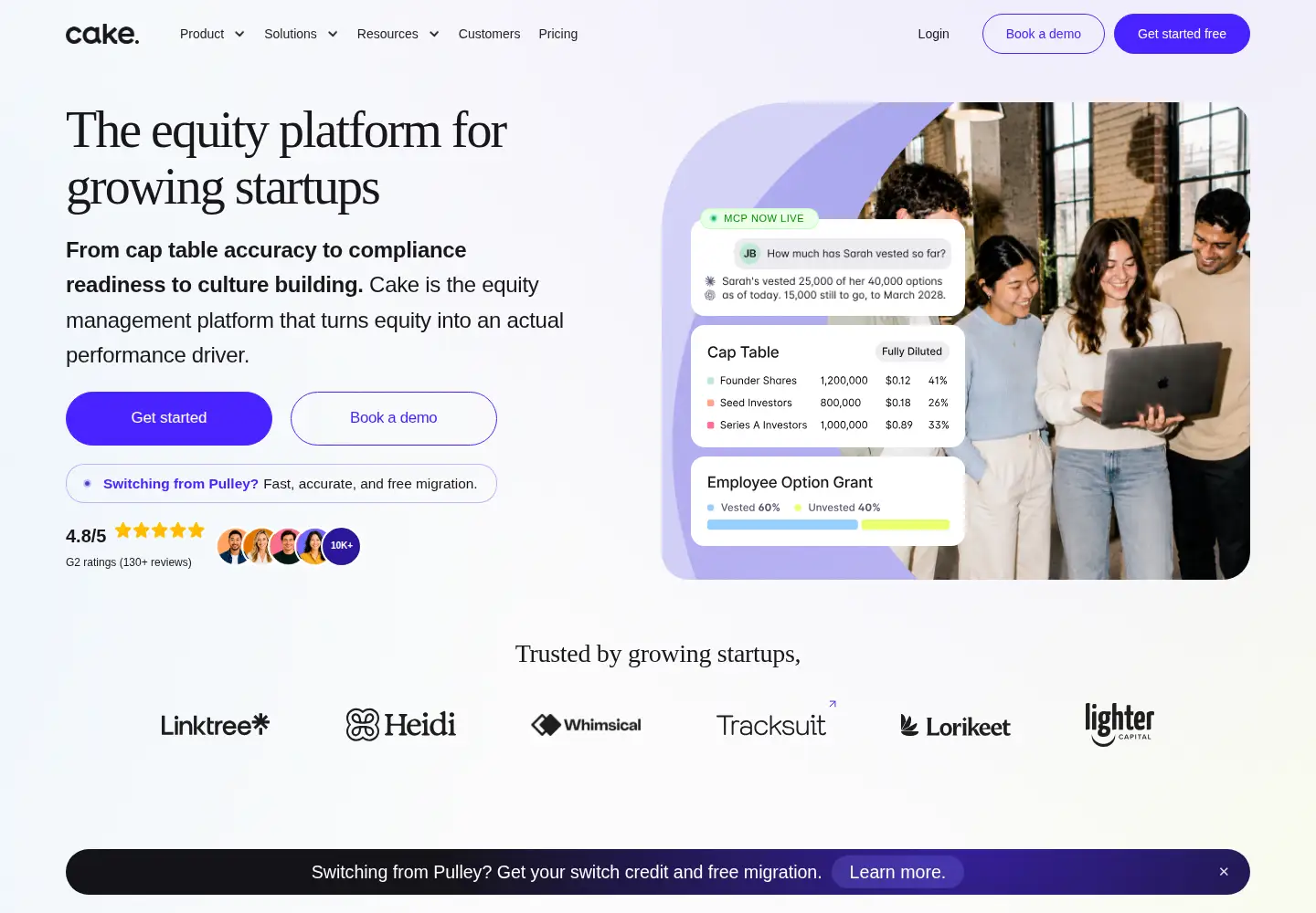 Screenshot of cakeequity.com