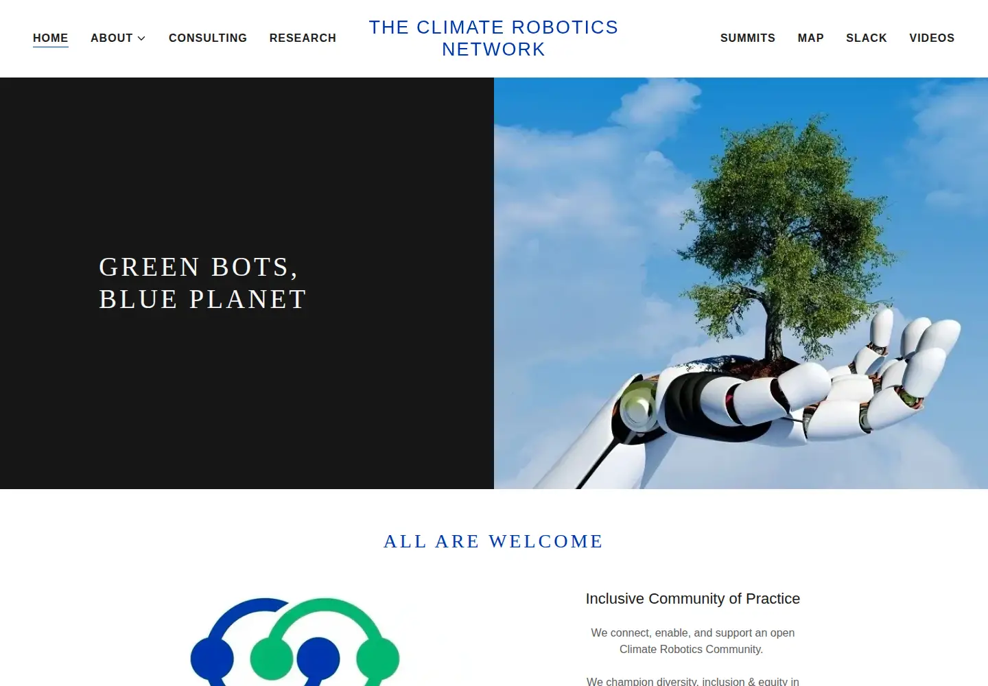 Captured homepage of climaterobotics.network in the current scan