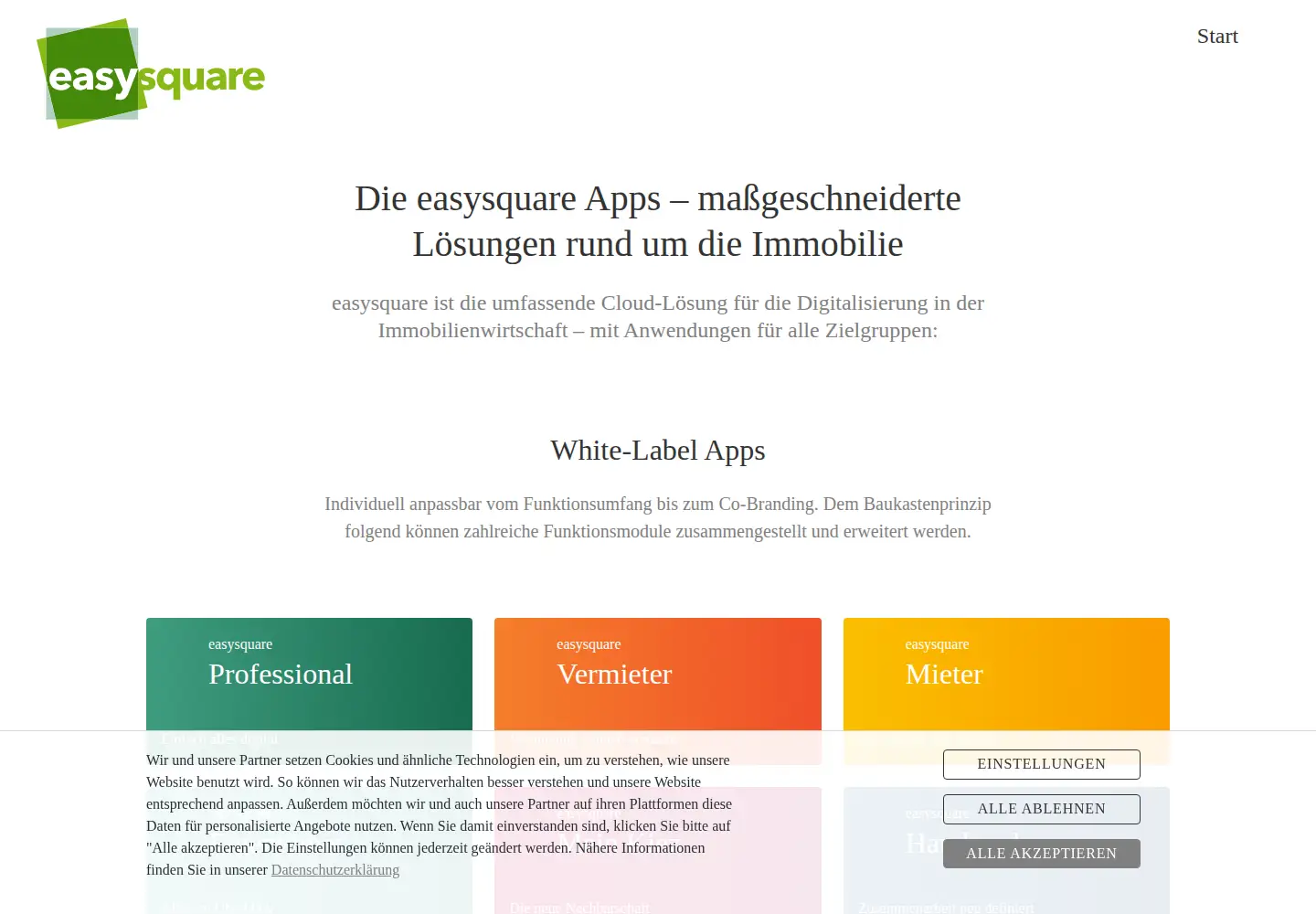 Screenshot of easysquare.de