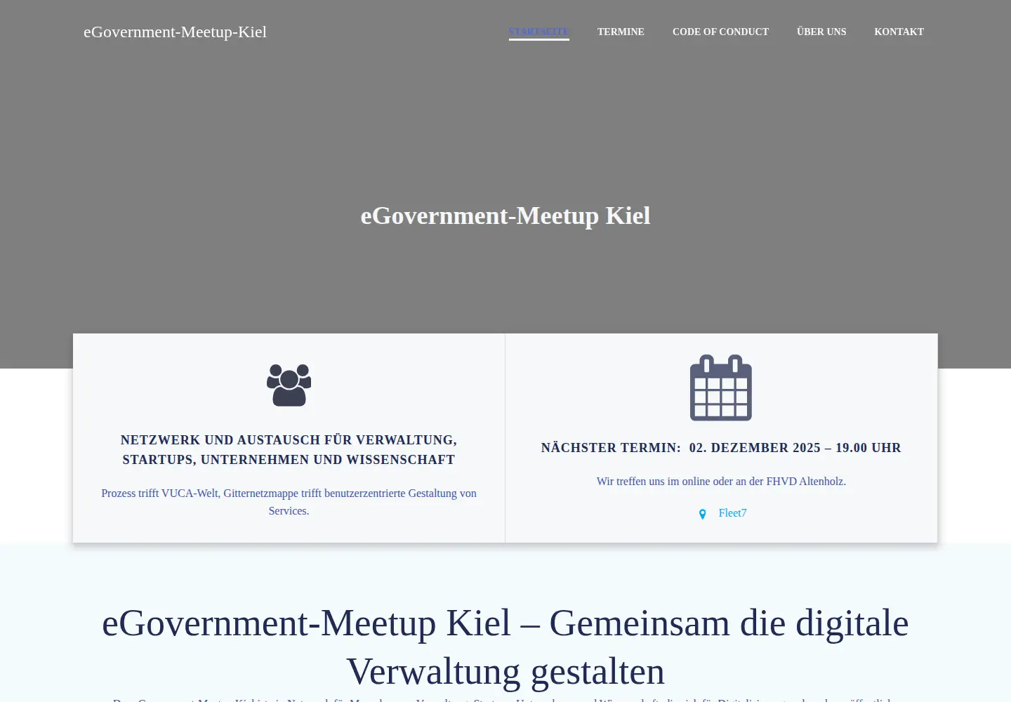 Captured homepage of egov-meetup-kiel.de in the current scan