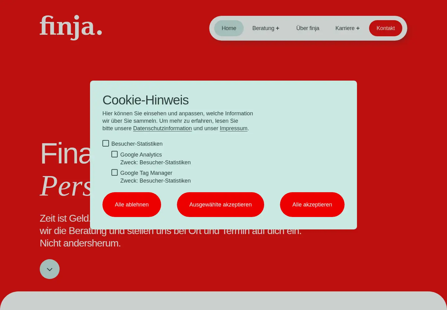Captured homepage of finja-finanz.de in the current scan