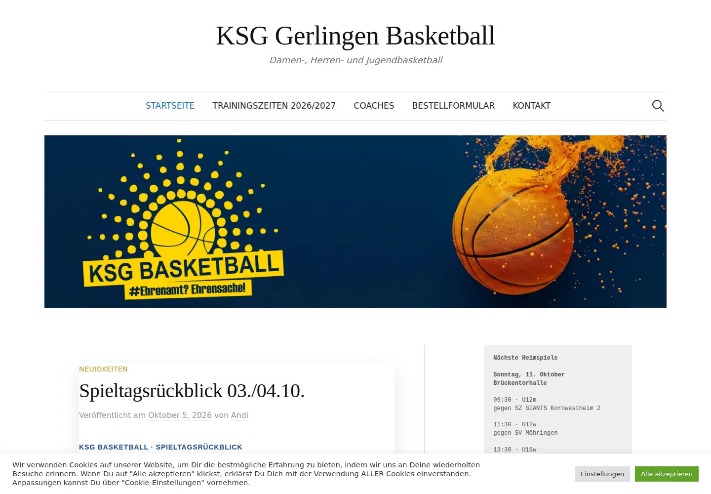 Screenshot of ksg-basketball.de