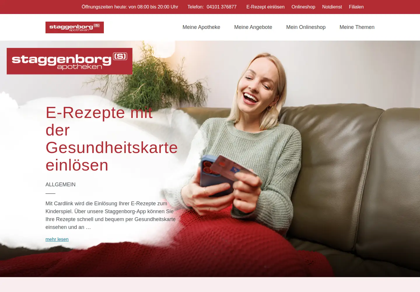 Captured homepage of staggenborg-apotheke-prisdorf.de in the current scan