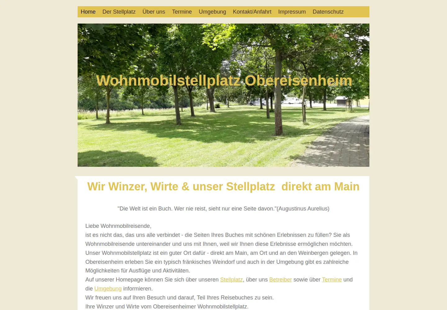 Screenshot of stellplatz-obereisenheim.de