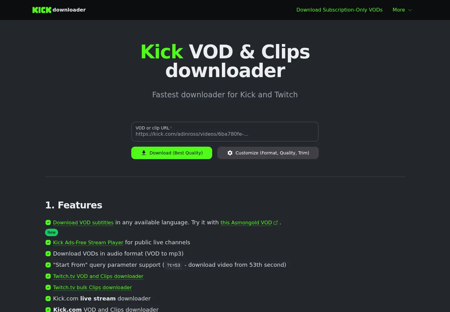 Screenshot of kick-video.download