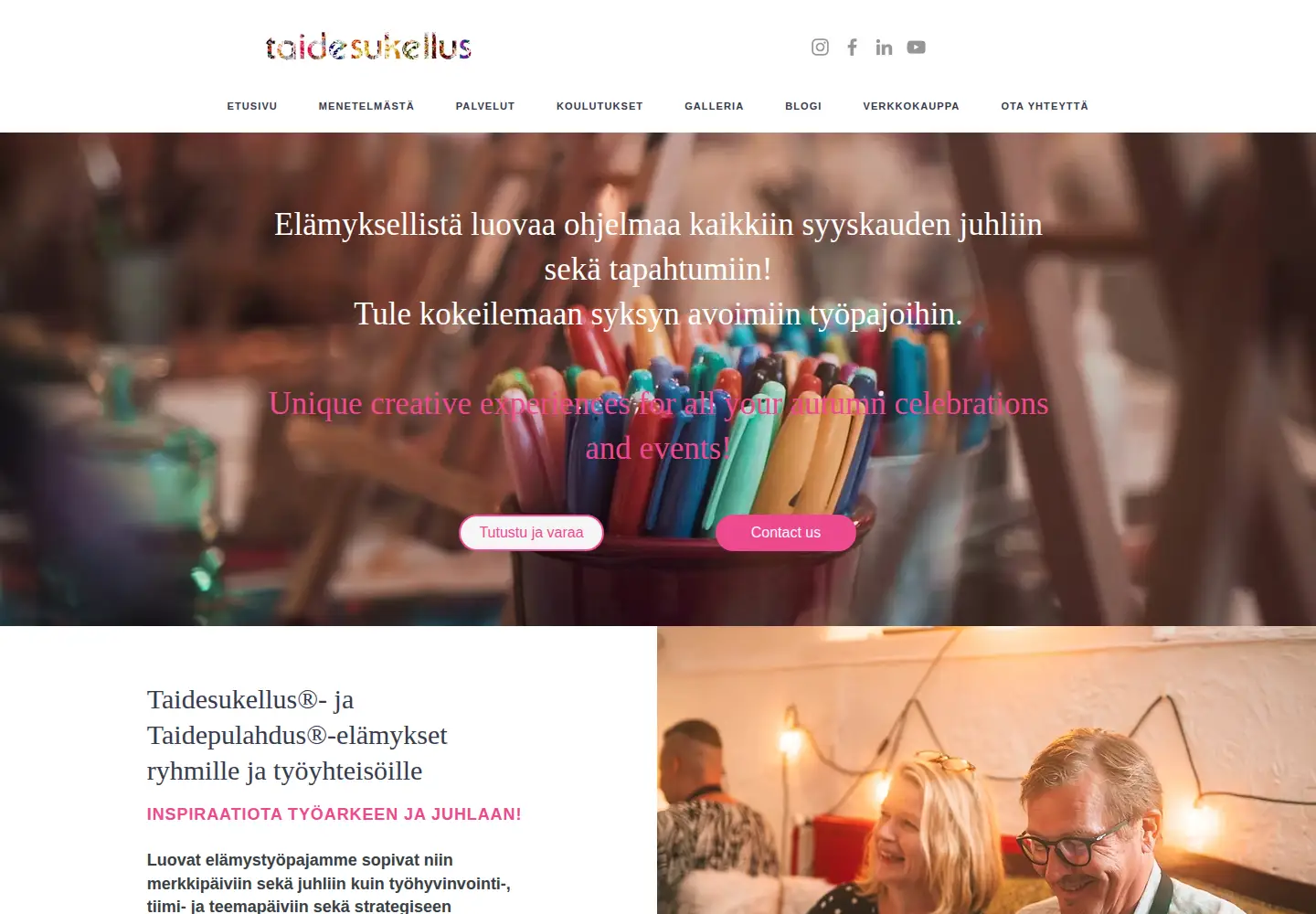 Screenshot of taidesukellus.fi