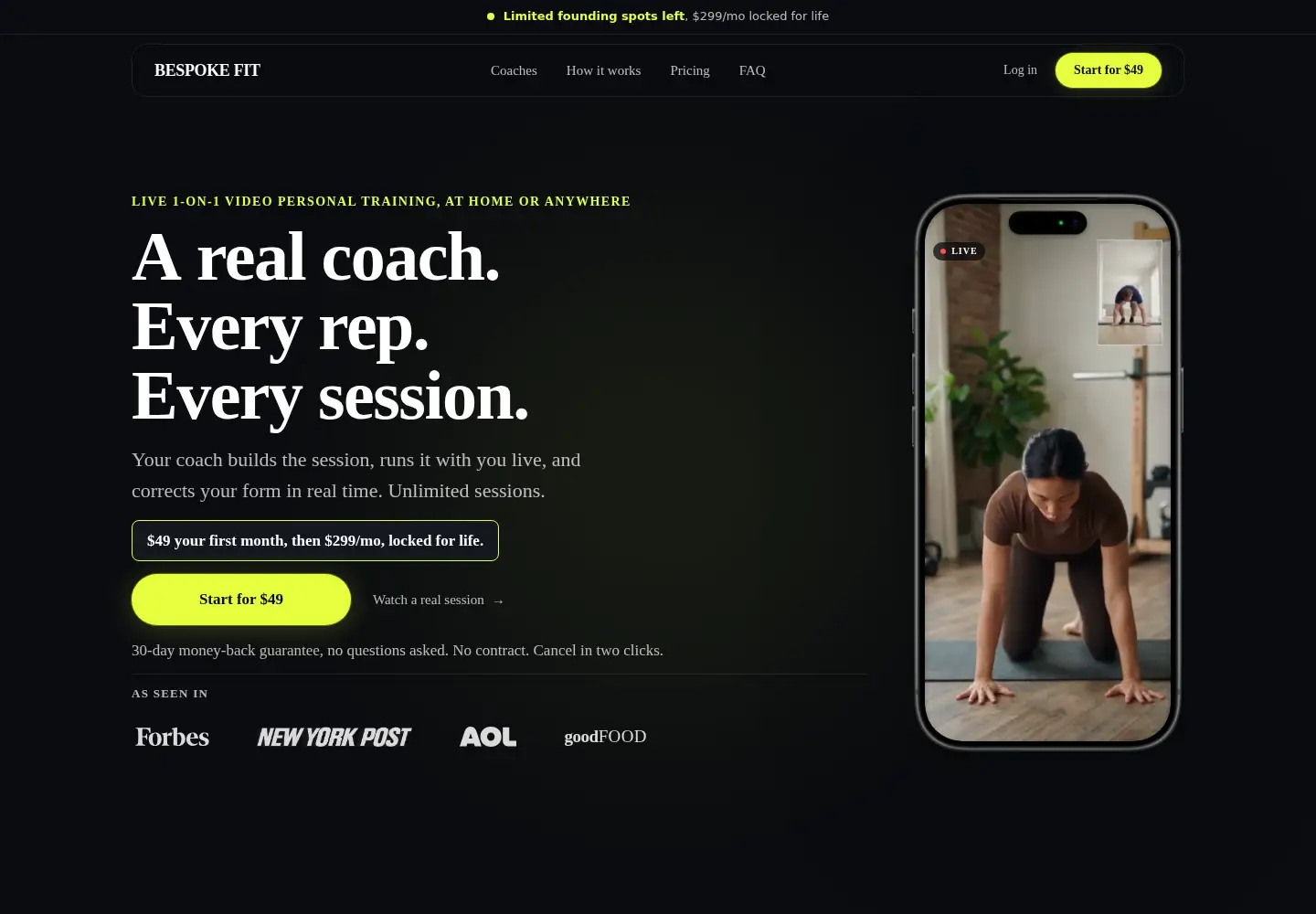 Screenshot of bespoke.fit