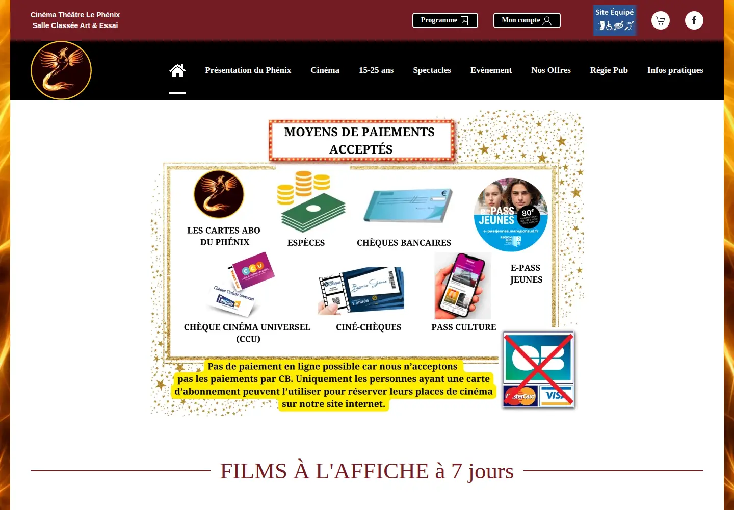Captured homepage of cinematheatrelephenix.fr in the current scan