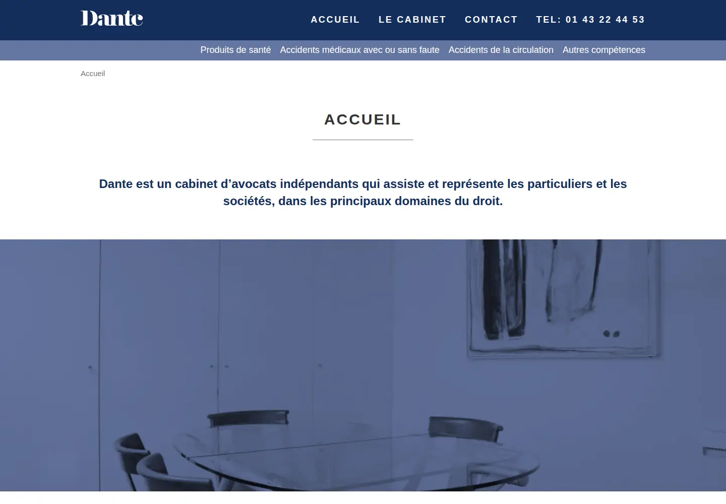 Captured homepage of dante-avocats.fr in the current scan