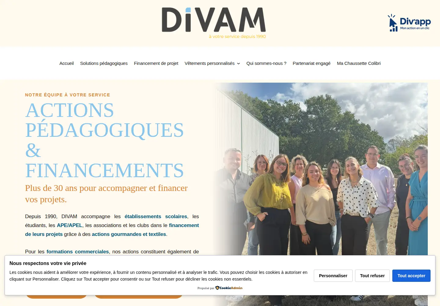 Captured homepage of divam.fr in the current scan