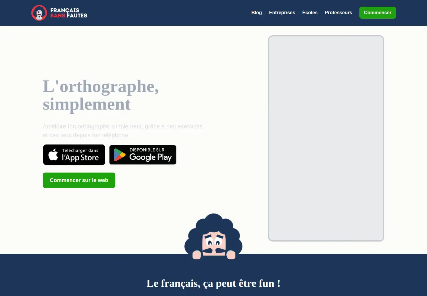 Captured homepage of francaissansfautes.fr in the current scan