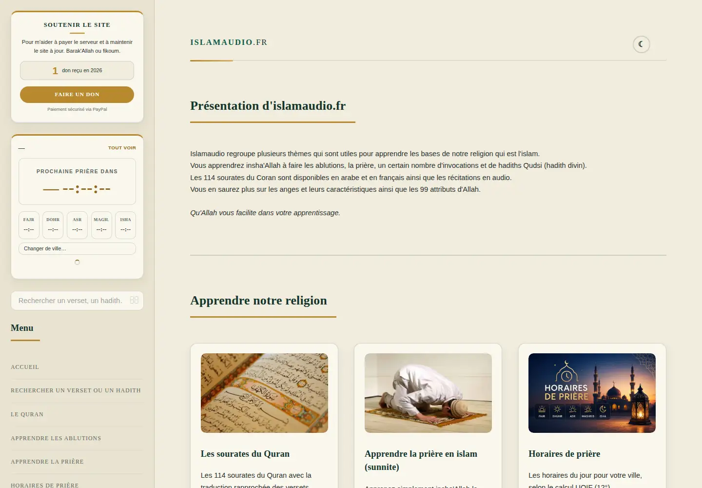 Screenshot of islamaudio.fr