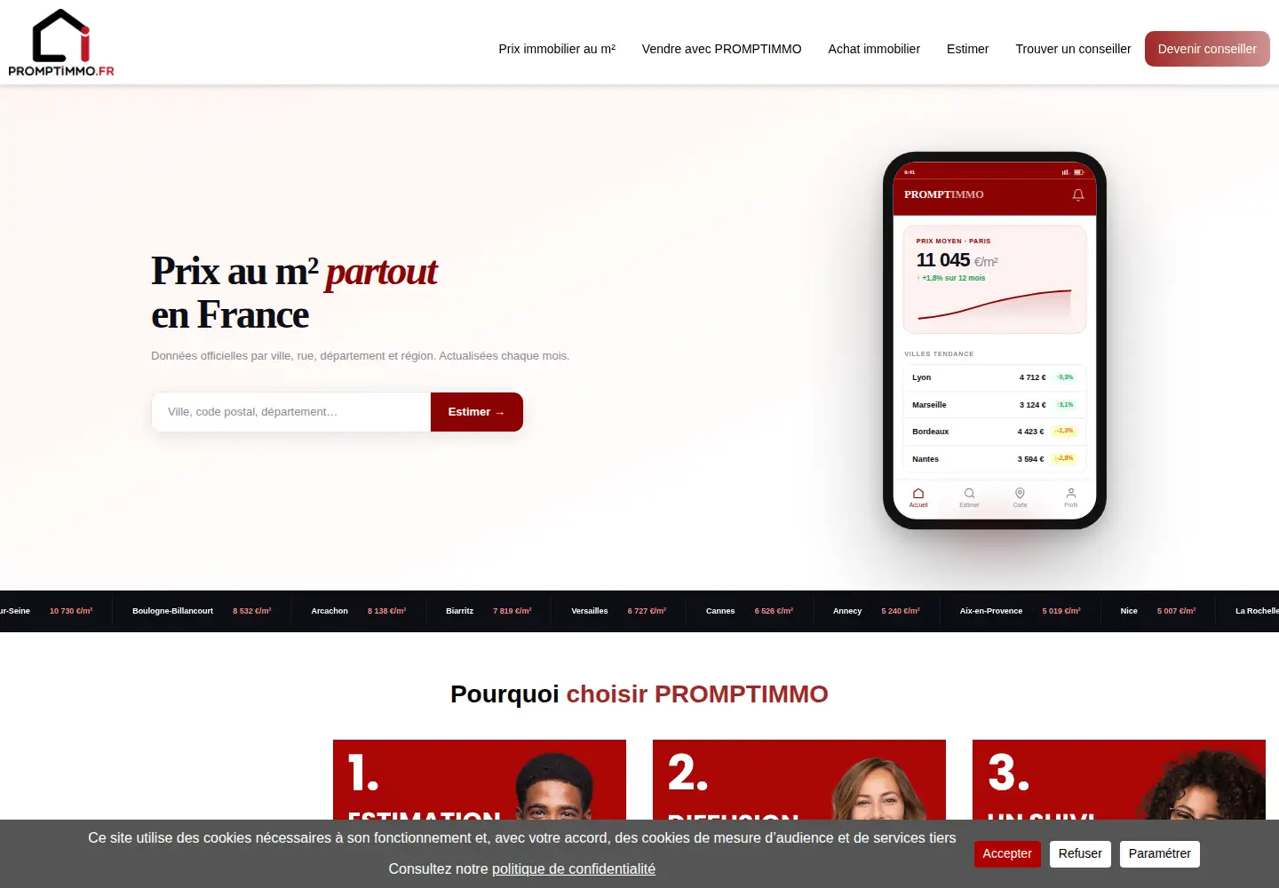 Captured homepage of promptimmo.fr in the current scan