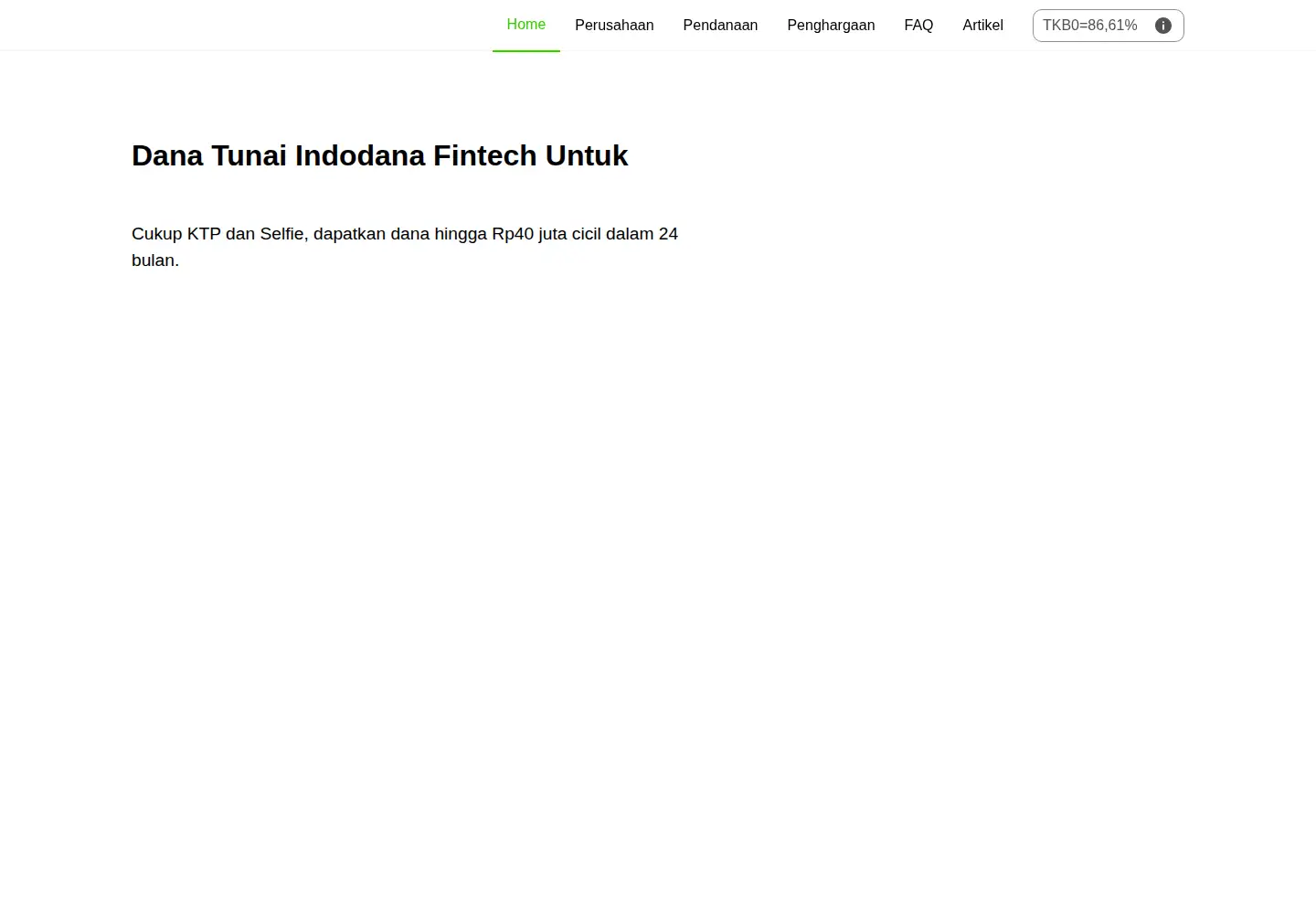 Captured homepage of indodanafintech.co.id in the current scan