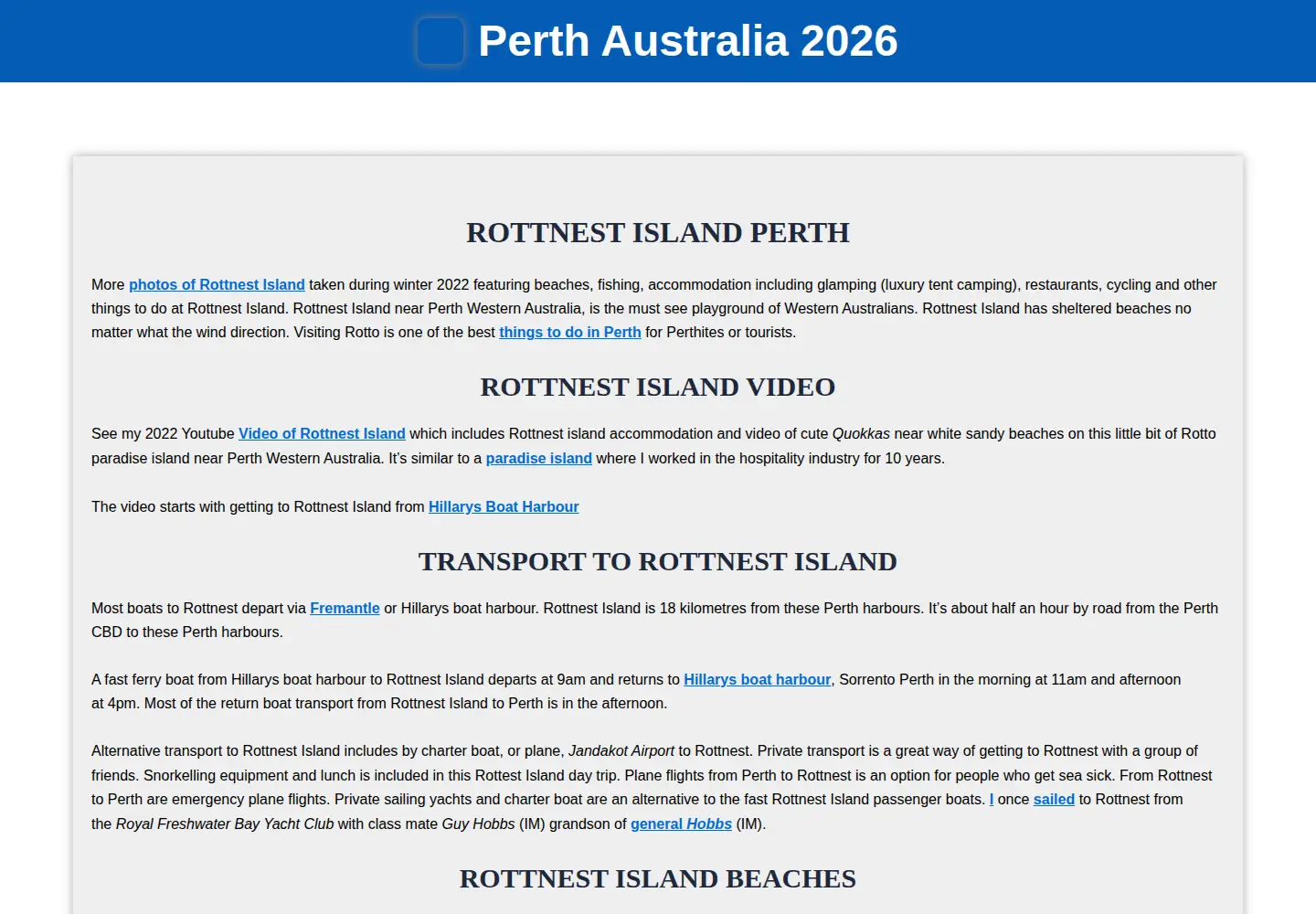 Screenshot of rottnest-island.info