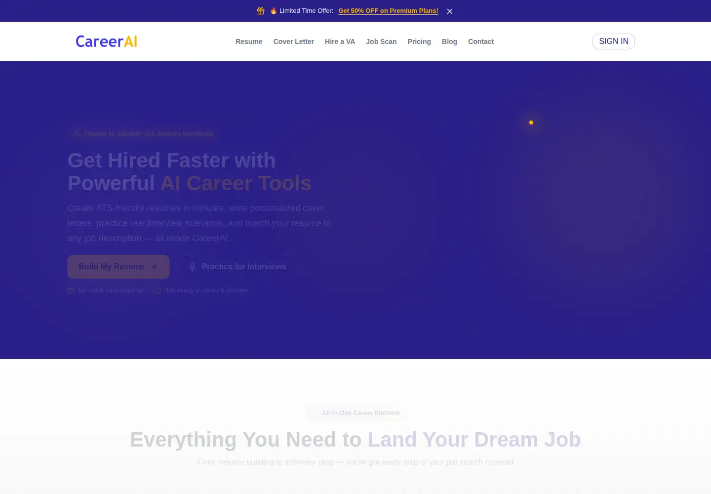 Captured homepage of careerai.io in the current scan