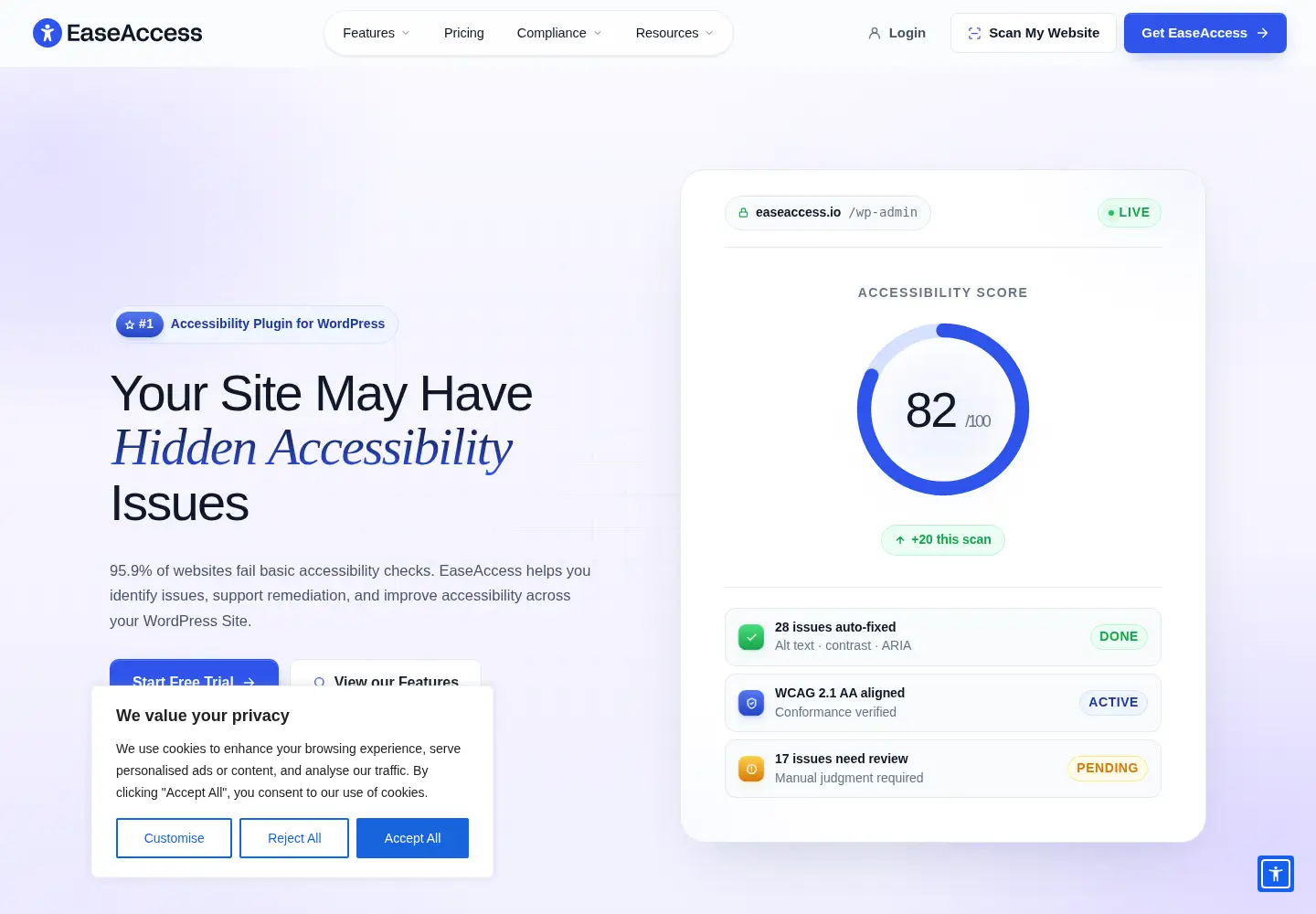 Captured homepage of easeaccess.io in the current scan
