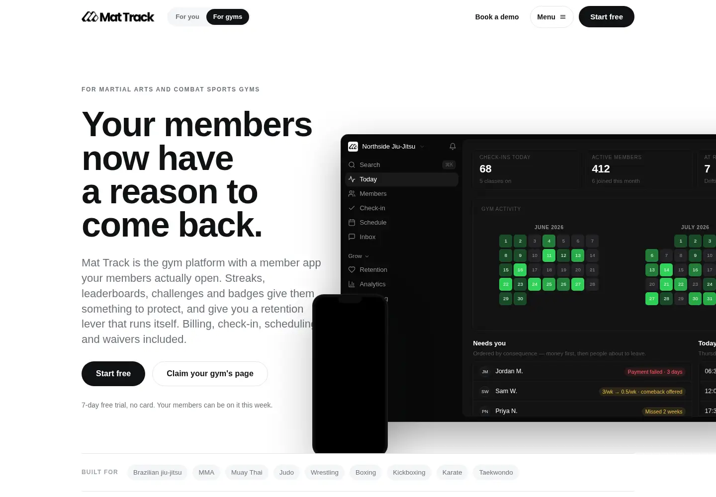 Captured homepage of mattrack.io in the current scan