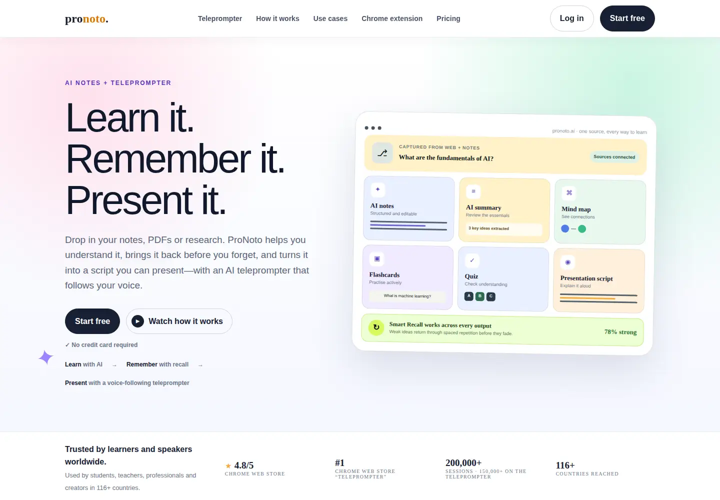 Captured homepage of pronoto.io in the current scan