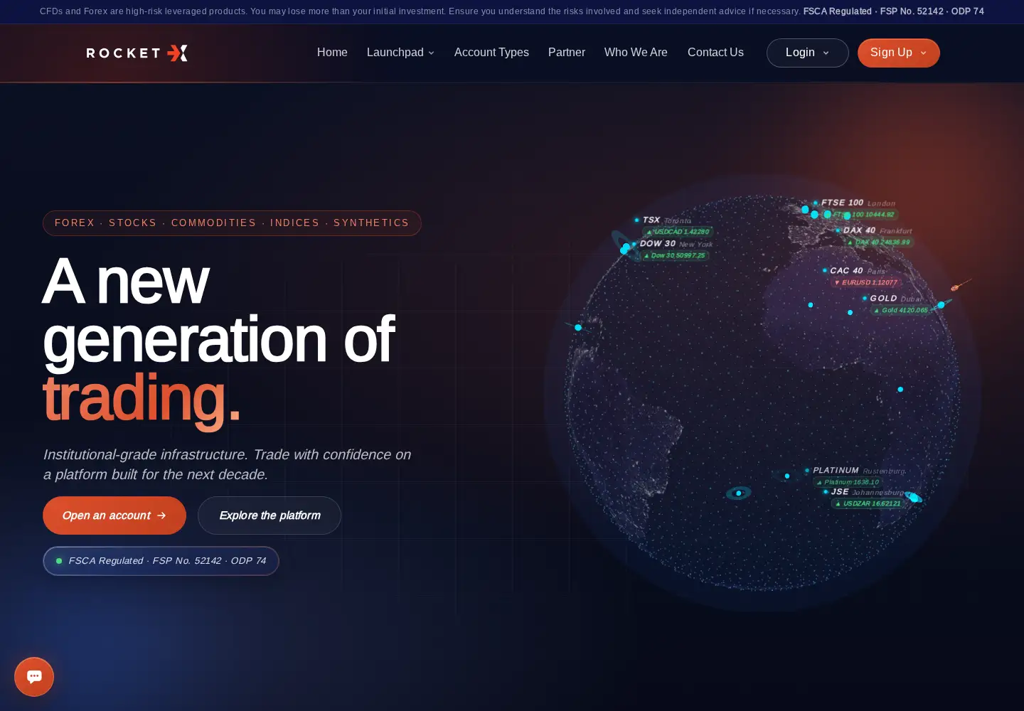 Captured homepage of rocketx.io in the current scan
