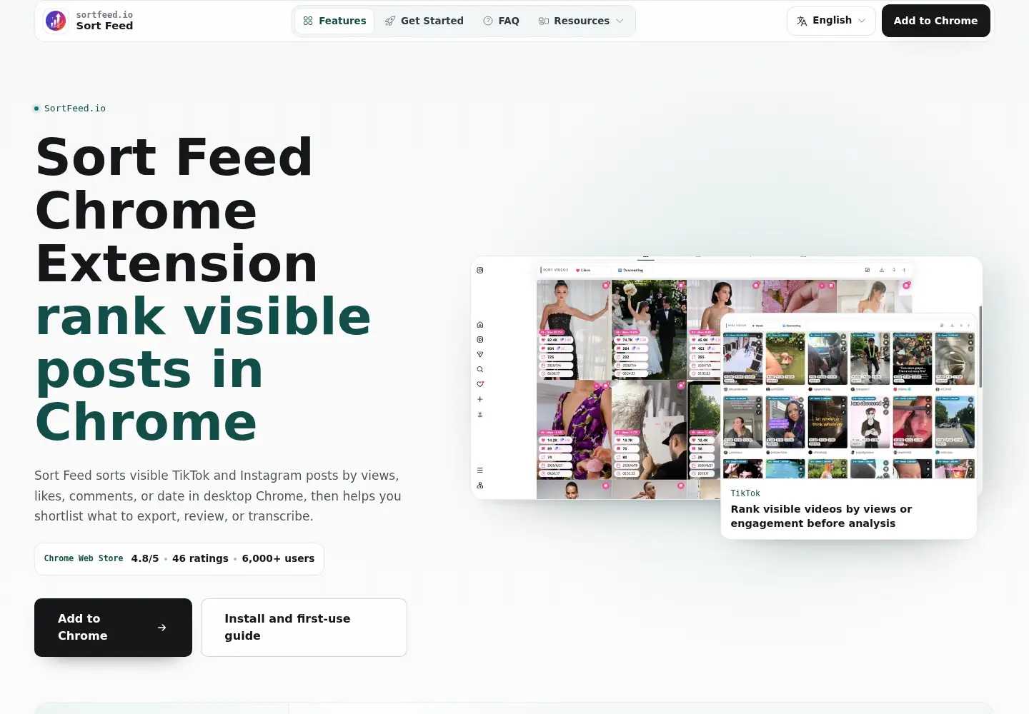 Screenshot of sortfeed.io