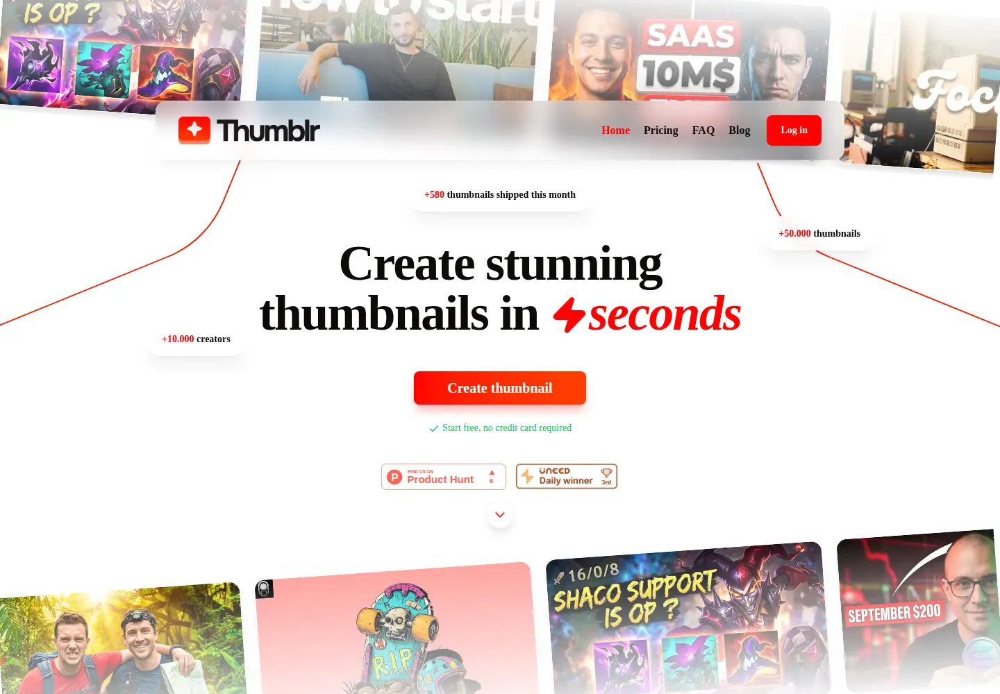 Captured homepage of thumblr.io in the current scan