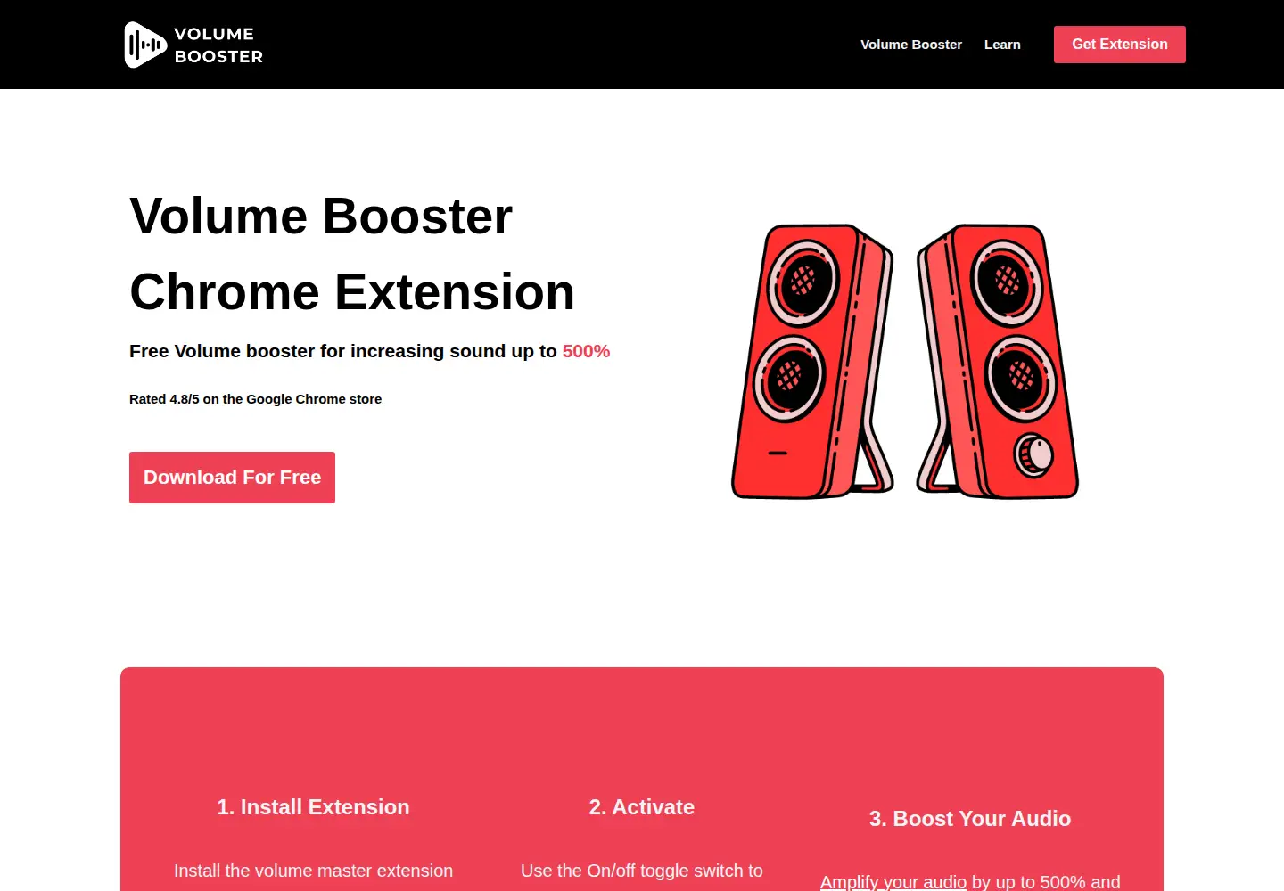 Captured homepage of volumebooster.io in the current scan