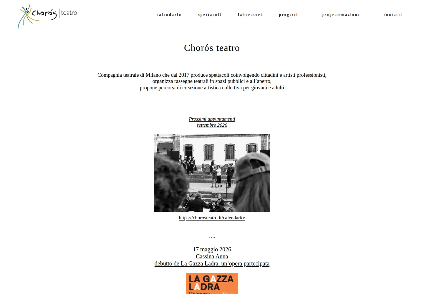 Screenshot of chorosteatro.it
