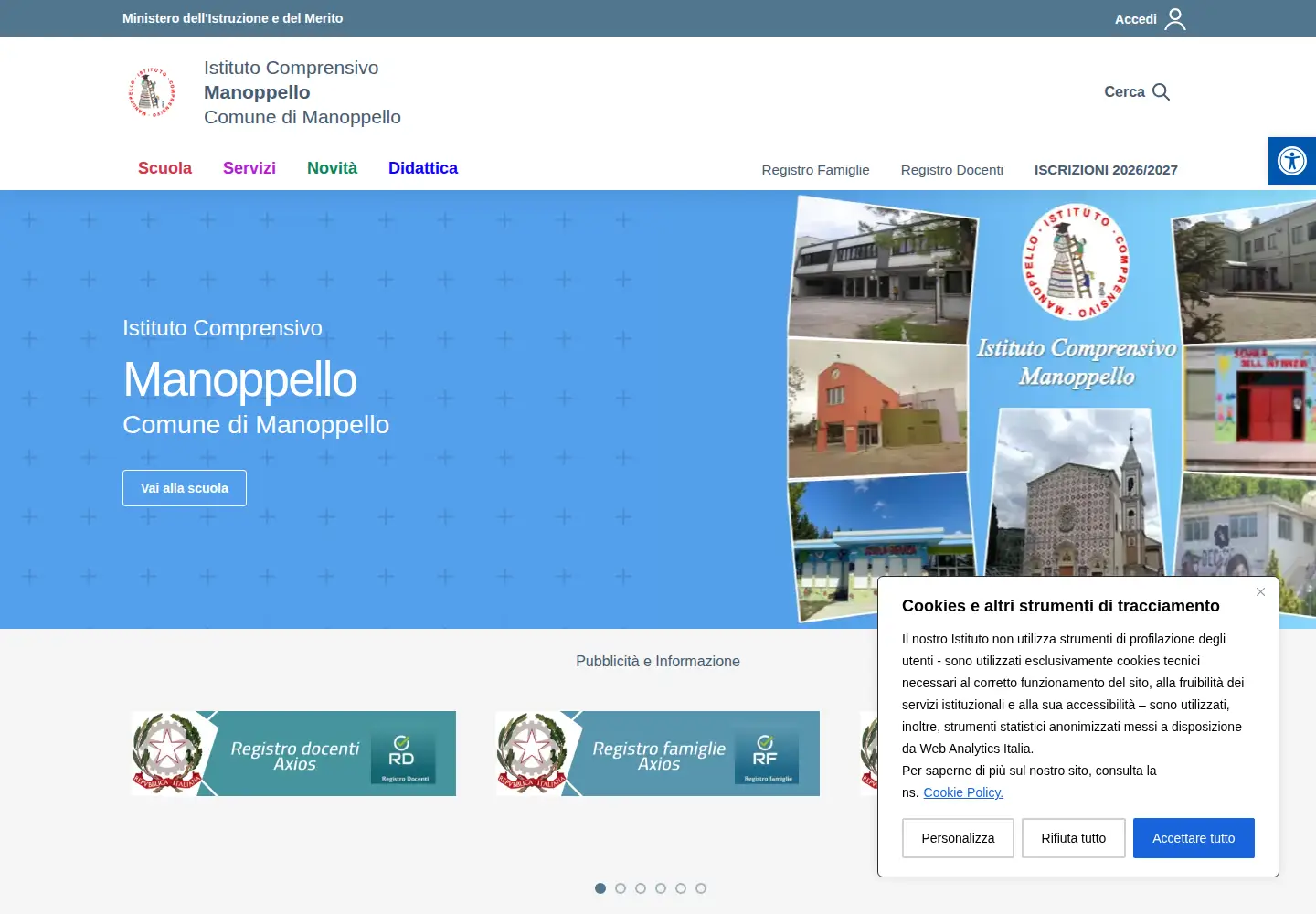 Captured homepage of icmanoppello.edu.it in the current scan