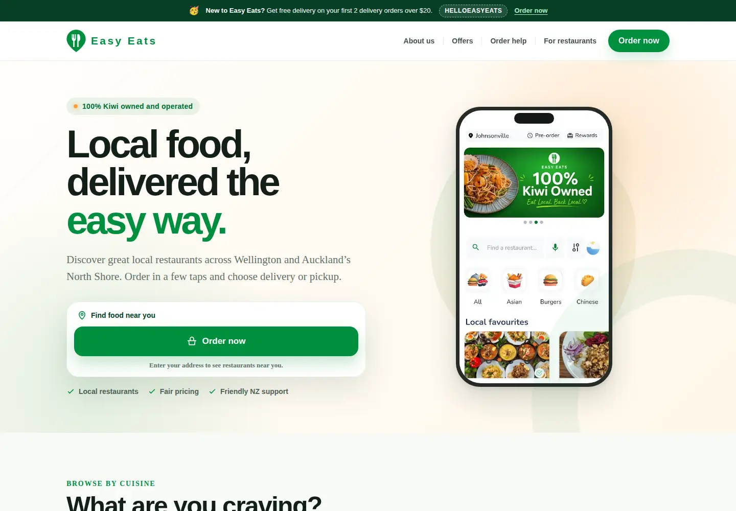 Captured homepage of easyeats.kiwi in the current scan