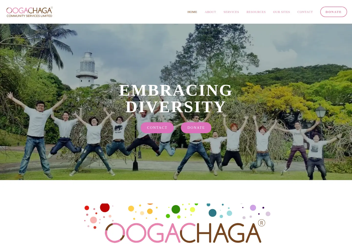 Screenshot of oogachaga.lgbt